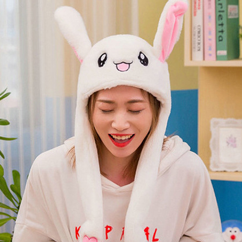 Cute Bunny Hat Moving Ears Anime Plushie Beanie Movable Bunny Ears Hat for Women Girls Cartoon Rabbit Caps Cosplay Accessories ► Photo 1/6