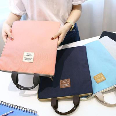 Canvas Document Bag A4 File Folder Business Briefcase Paper Storage Organizer Bag Stationery School Supplies Large Capacity ► Photo 1/6