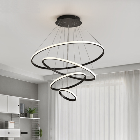 Modern LED Chandeliers For Living Dining Room Bedroom 3/4/5 Round Ring Indoor Hanging Light Pendant lamp Circle Lighting Fixture ► Photo 1/6