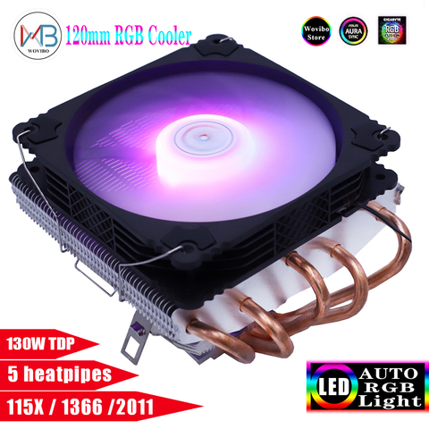 5 Heatpipes CPU Cooler Fan Low Profile Radiator Ultra slim 4Pin PWM LGA 115X 1366 2011 V3 X79 X99 AM3 AM4 120mm CPU Cooling Fan ► Photo 1/6