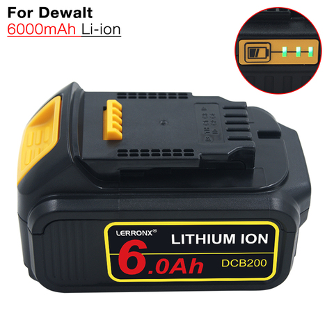 20V 6.0Ah Replacement Li ion Battery for Dewalt 18V 20V DCB184 DCB182 DCB180 DCB181 DCB182 DCB201 DCB200 DCB205-2 DCB205 DCB203 ► Photo 1/6