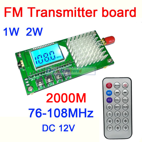 DC 12V FM transmitter 1W 2W Stereo audio FM transmitter board module Radio Rural broadcast 76-108MHz remote control MP3 player ► Photo 1/6