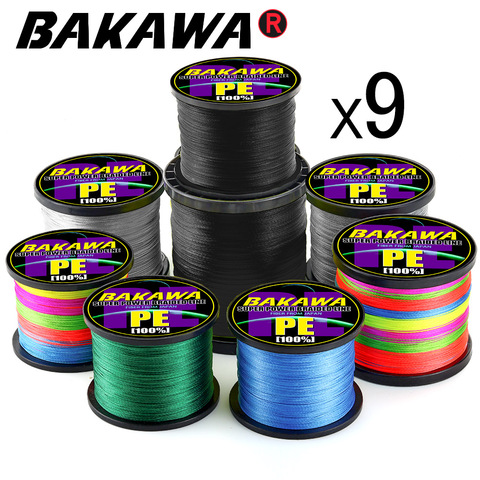 BAKAWA Pesca Fly Fishing Line 9 Strand PE Carp Braided Wire Peche Sea Spinning Multifilamento Cord 22~135LB 1000M 500M 300M 100M ► Photo 1/6