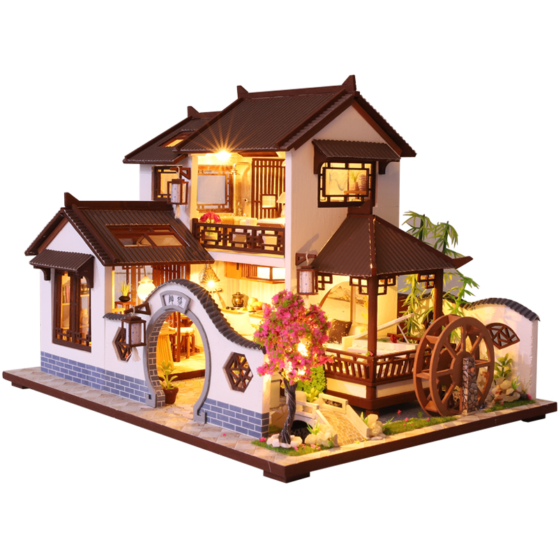 DIY Doll House Wooden Miniature Dollhouse Furniture Kit Educational Toys 
