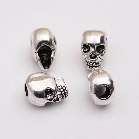 10pcs/lot Punk Style Skull Design Big Hole Beard/Hair Male Loose Beads 12mm Vertical Hole Metal Space Beads DIY Jewelry Findings ► Photo 1/3