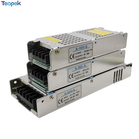 Ultra-thin DC5V Switch Power Supply AC110V 220V 4A 20A 30A 60A AC To DC Constant Voltage Transformer Driver 20W 100W 150W 300W ► Photo 1/1