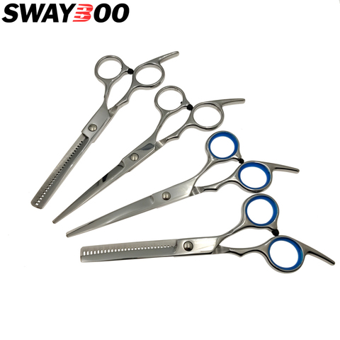 Swayboo 6inch Stainless Steel Blade Hairdressing Hair Scissors Sliver Haircut Cut Daily Hair Clipper Shearing Tooth Scissors ► Photo 1/6