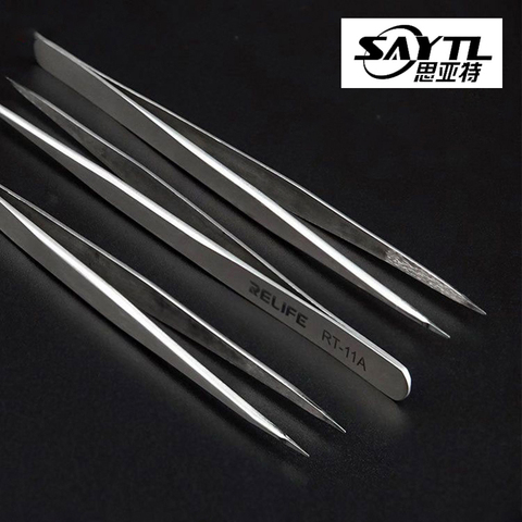 Precision industrial steel Tweezers for soldering smd Edge Precise Fingerprint Fly Line Picker phone repair electronic tweezers ► Photo 1/6