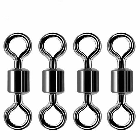 10pcs-50pcs/lot Fishing Swivel Solid Connector Barrel Snap Stainless Steel Ball Bearing Fishing Swivels Rolling Ring Tackle ► Photo 1/6