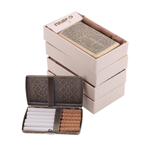 Tobacco Case Storage Creative Vintage Smoking Box Storage for 12 Pcs Regular Cigars Size  with Two Clip Tobacco Holder Gift Box ► Photo 1/6
