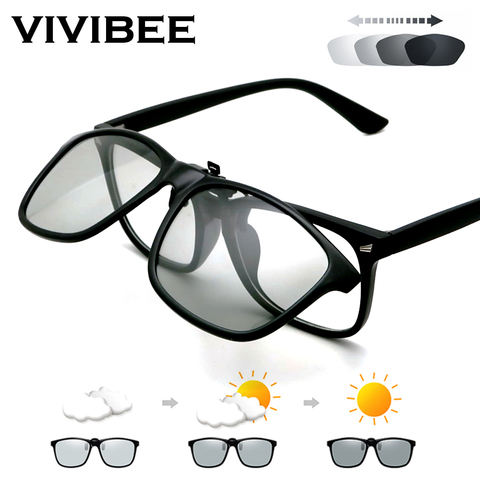 VIVIBEE 2022 Polarized Pilot Flip Up Clip on Sunglasses Men Photochromic Polarised Women Sun Glasses Color Change Night Driving ► Photo 1/6