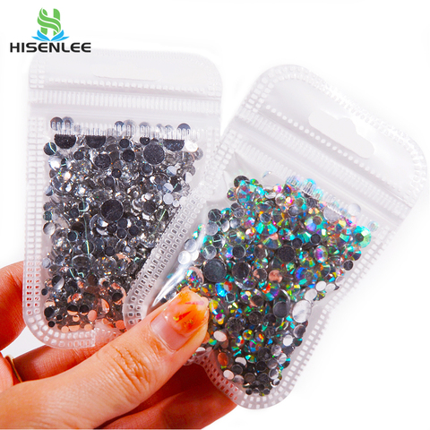 High quality shiny 1000pcs mix 2mm 3mm 4mm 5mm 6mm transparent AB round resin stone rhinestone DIY nail art decoration ► Photo 1/6