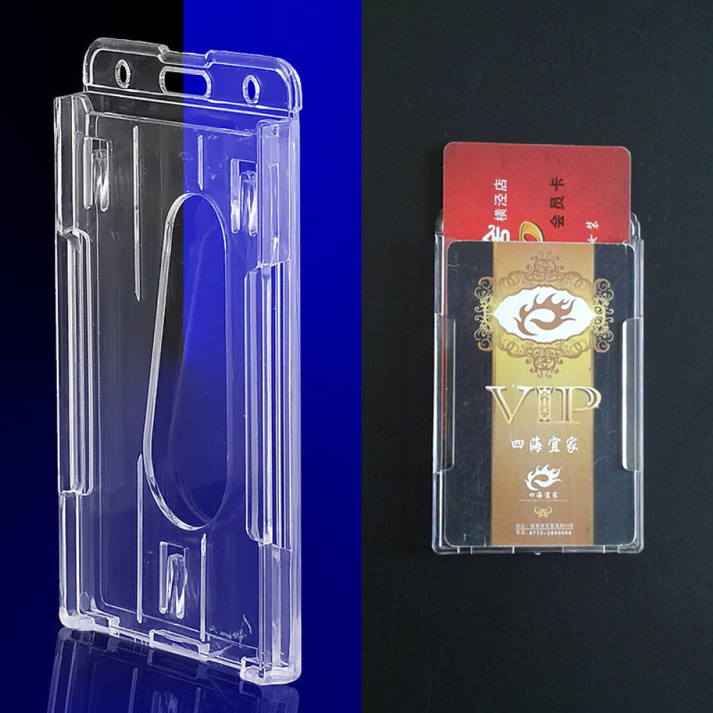 Transparent Double Card & ID Holder Acrylic Plastic ID Badge Bank Card Business Case Clear Credit Cards Protector Cover ► Photo 1/6