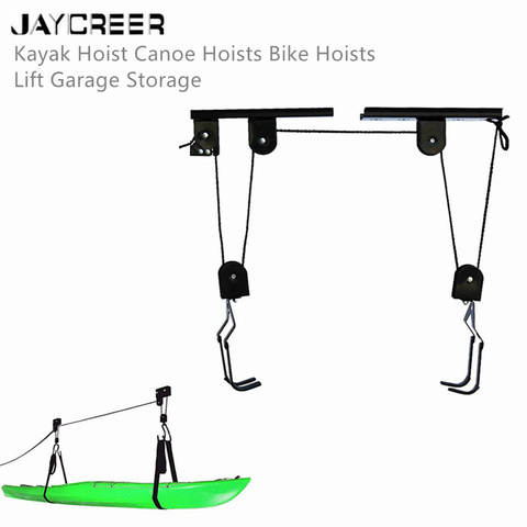 JayCreer 20/50KGS Load Indoor Kayak & Canoe Ceiling Storage Hoist Heavy Duty Garage Hanging Lift Pulley Rack Cradle Set ► Photo 1/1