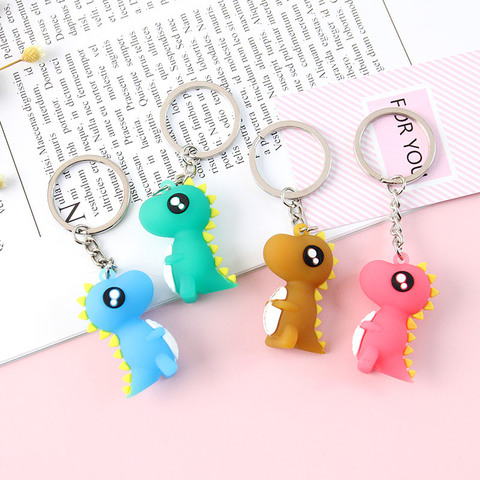 Four Color Cute Cartoon Little Dinosaur Keychain Animal Key chains For Women Bag Charm Key Ring Pendant Gifts A350 ► Photo 1/6