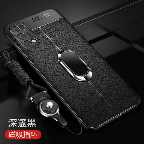 For OPPO Realme 7 Pro Case Luxury Leather texture With Stand Ring Magnet Silicone back cover case for oppo realme 7 7pro realme7 ► Photo 1/4