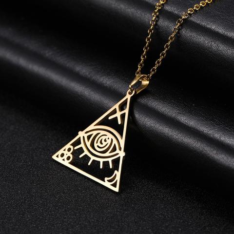 Skyrim Golden Pyramid Egyptian Evil Eye Pendant Necklace Stainless Steel Adjustable Amulet Chain Necklaces Jewelry for Women ► Photo 1/6