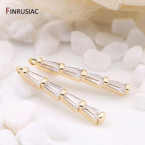 Earring Making Supplies 14k Gold Plated Zircon Strip Pendant For DIY Earrings Fittings ► Photo 1/6