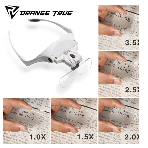 Glasses Magnifier Glass With Lamp Headband Led Magnifying Glass For Reading  Looking For The Elderly Toiletry Kits ► Photo 1/6