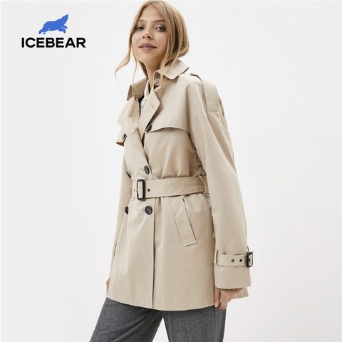 ICEbear 2022 Women's spring windbreaker stylish casual female lapel trench coat quality brand women clothing GWF20027D ► Photo 1/6