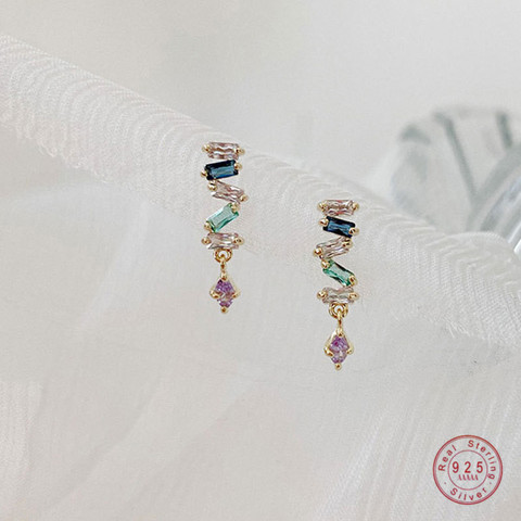 925 Sterling Silver Simple Snake Stud Earrings Women Pavé Crystal Tassel Earrings Wedding Temperament Jewelry Friendship Gift ► Photo 1/6