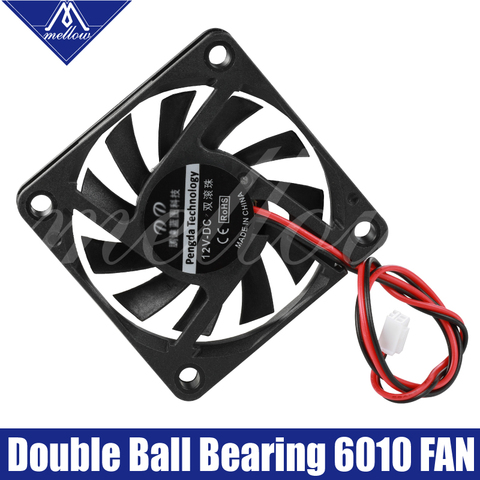 1pcs 12V/24V 6010 DC Fan 3D Printer Small Cooling Dual Ball Bear 60x60x10mm Cooling Extruder Hotend Special Small Fan 2 Wire ► Photo 1/6
