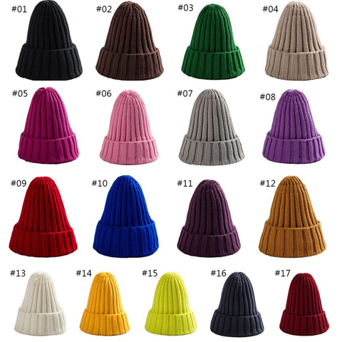 Wholesale Hat Female Unisex Cotton Blends Solid Warm Soft HIP HOP Knitted Hats Men Winter Caps Women Skullies Beanies Girl ► Photo 1/6