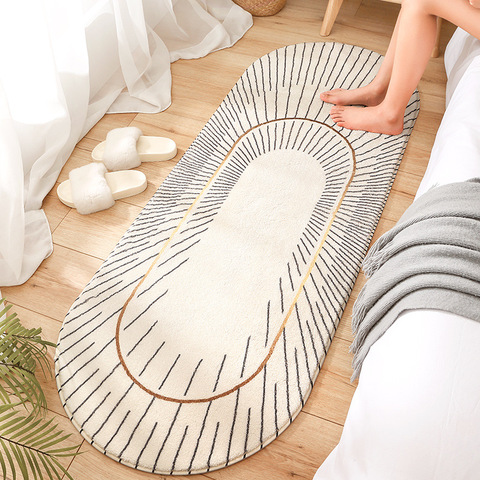 Oval Bedside Furry Rug Bedroom Long Foot Mat Super Soft Lamb Wool Living Room Decorative Carpet Non-slip Absorbent Door Mat ► Photo 1/6