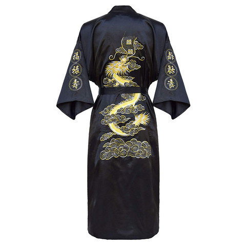 Luxury Kimono Bathrobe Gown Home Clothing Oversize 3XL men Embroidery Chinese Dragon Robe  Male Sleepwear Loose Nightwear ► Photo 1/6
