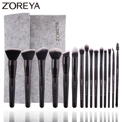ZOREYA 15pcs Makeup Brushes Set Woode Foundation Blush Natural Soft Eyeshadow Professional Cosmetic Brush Make Up Eyelash Tools ► Photo 1/6