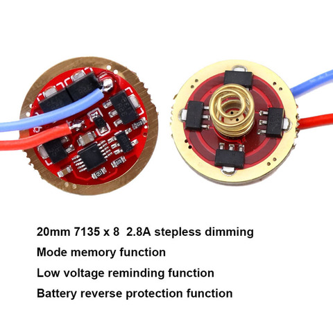 20mm AMC7135 7135 x 8 stepless dimming led driver 18650 flashlight torch light parts for XHP50 L2 U2 XPL SST20 SST40 with memory ► Photo 1/3