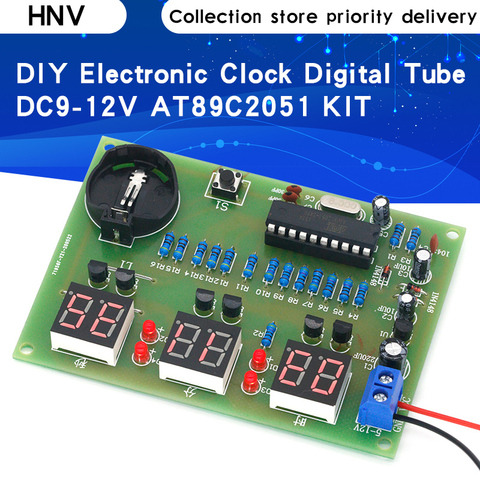 DIY Kits AT89C2051 Electronic Clock Digital Tube LED Display Suite Electronic Module Parts and Components DC 9V - 12V ► Photo 1/6