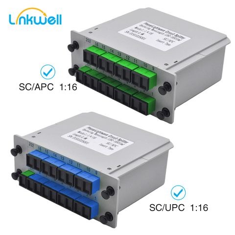 SC APC UPC PLC 1X16 Fiber Optic FTTH Splitter Box PLC  Insert sheet Type Fiber Optical Coupler Splitter Insertion 1:16 ► Photo 1/6