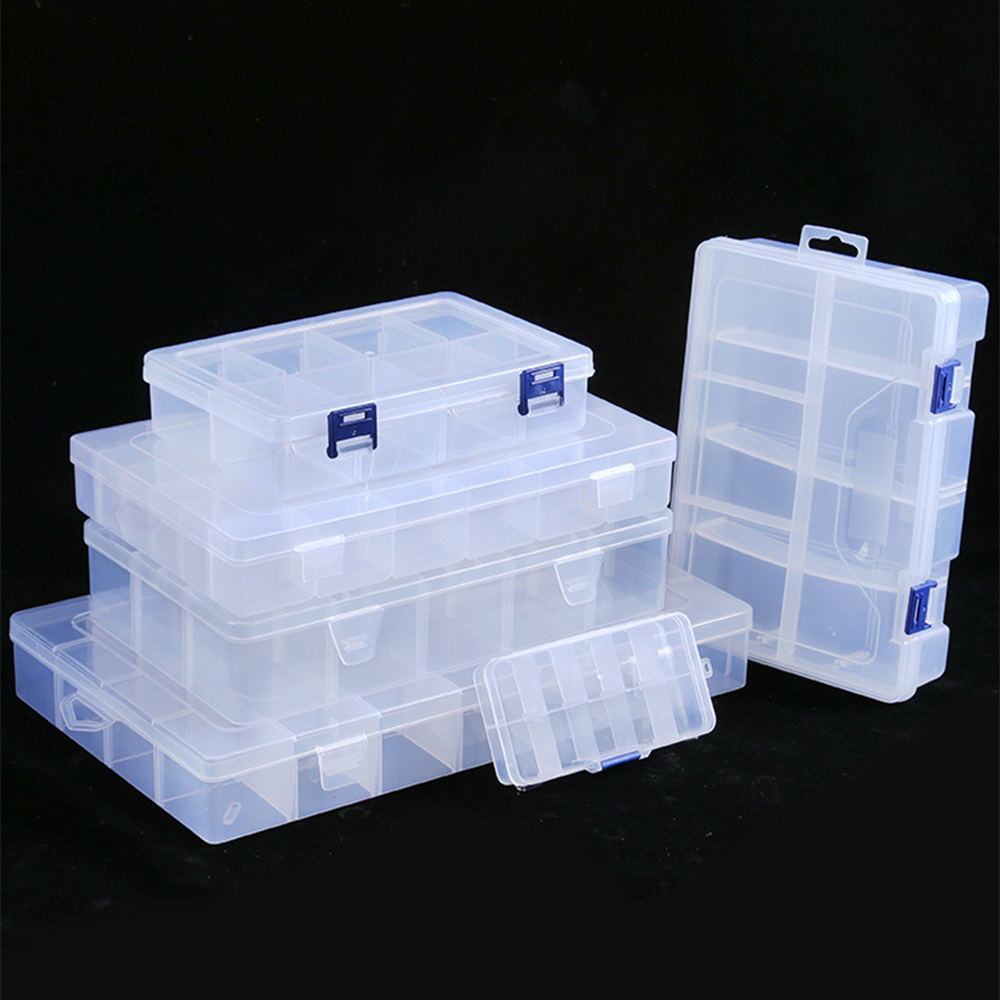 Plastic Storage Jewelry Box Compartment Adjustable Container for Beads earring 