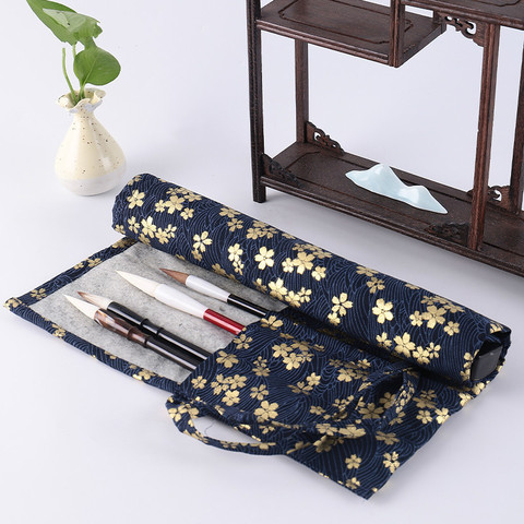 Writing Brush Pencil Bags Chinese Calligraphy Brush Rolling Curtain Watercolor Brush Canvas Holder Simple Portable Pencil Case ► Photo 1/5