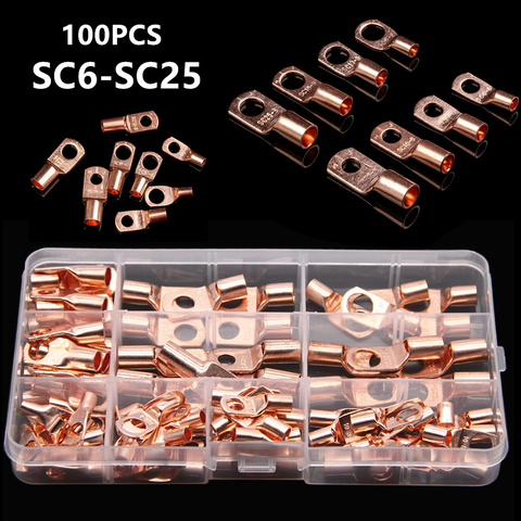 100PCS Assortment Electrical Wire Soldered Terminals SC Tinned Copper Lug Ring Wire Crimp Connectors Kit ► Photo 1/4