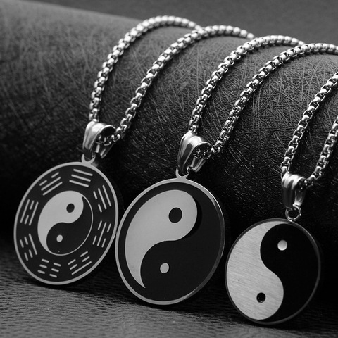 Fashion stainless steel gossip yin and yang figure necklace pendant titanium steel male natal year popular jewelry hot sale ► Photo 1/5