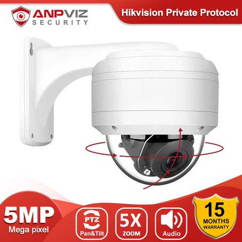 Anpviz 5MP 5X Zoom Dome POE PTZ IP Camera 2.7-13.5mm with One-way Audio Outdoor Security Weatherproof IR 35m Onvif H.265 P2P ► Photo 1/5