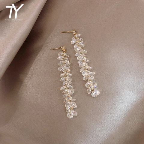 2022 new classic elegant crystal long Tassel Earrings Fashion Korean women jewelry temperament party Earrings versatile Earrings ► Photo 1/6