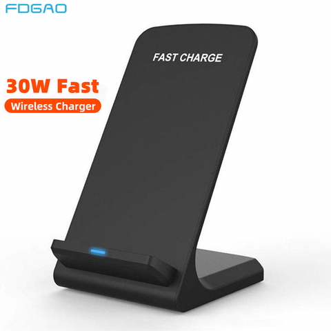 FDGAO 30W Qi Wireless Charger Stand For iPhone 12 11 Pro Mini XS XR X 8 Induction Fast Charging for Samsung S20 S10 Xiaomi Mi 10 ► Photo 1/6