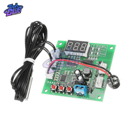 12V24V48V Two way heat dissipation PWM four wire fan temperature controller  temperature speed display stop alarm Board ► Photo 1/6
