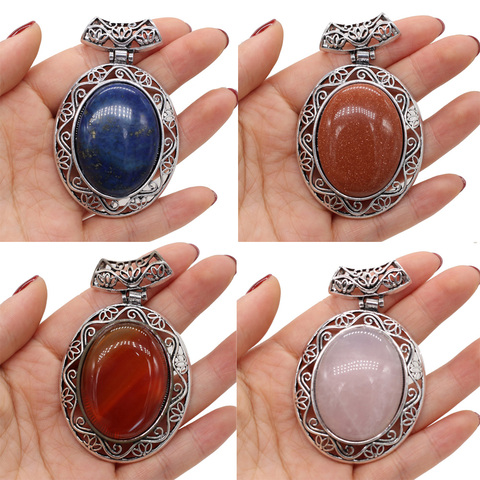 Natural Stone Pendant Red Stripe Agates Lapis lazuli Crystal for Trendy Jewelry Making Women Pendant Necklace Crafts ► Photo 1/6