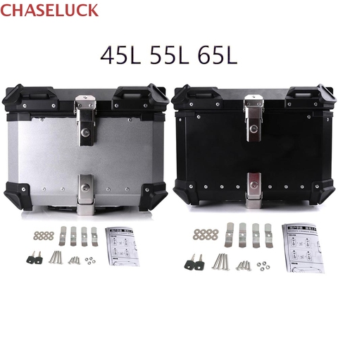 45L-65L Universal Motorcycle Rear Luggage Trunk Storage Moto Top Case Tool Box Waterproof Helmet Key Lock Tail Toolbox Aluminum ► Photo 1/6
