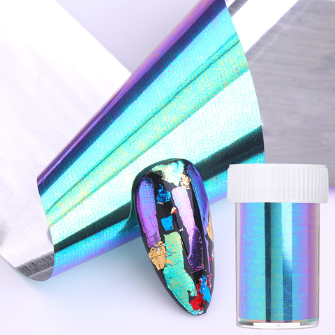 1 Box Aurora Colorful Nail Foils Gold Blue Mixed Colors Glass Paper Nail Transfer Decals for Nail DIY Design ► Photo 1/6