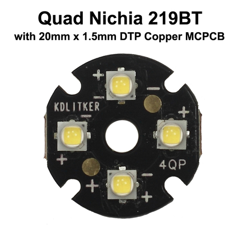 Quad Nichia 219BT LED Emitter with KDLITKER 20mm x 1.5mm DTP Copper MCPCB (Parallel) w/ optics ► Photo 1/3