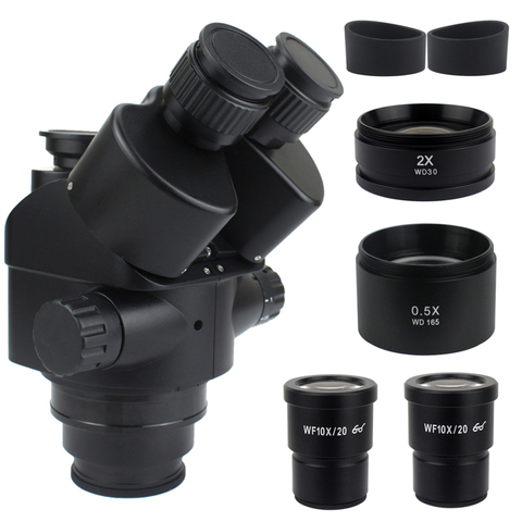 7X-45X 3.5X-90X Simul-Focal Trinocular Microscope Zoom Stereo Microscope Head + 0.5x 2.0x Auxiliary Lens Black ► Photo 1/1