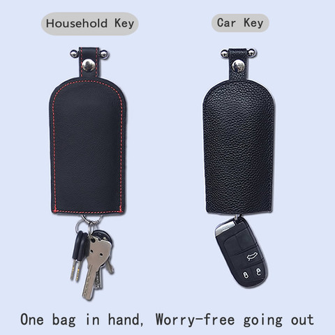 Unisex Key Case Real Leather Universal Style Car Remote Controll Protect Cover Holder Creative Pull Home Door Keys Organizer Bag ► Photo 1/6