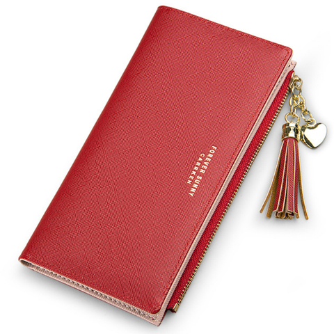 2022 Tassel Wallet Women Long Cute Wallets Leather Tassel Women Wallets Zipper Portefeuille Female Purse Clutch Cartera Mujer ► Photo 1/6