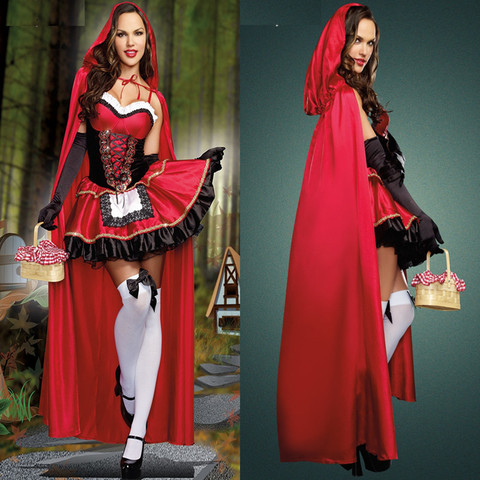 Adult Women Little Red Riding Hood Cosplay Costume Halloween Carnival Party Fantasia Fairy Tale Princess Dress ► Photo 1/1