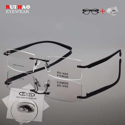 Customize Prescription Glasses Men Women Leisure Myopia Hyperopia Spectacles Rectangle Rimless Eyeglasses Fill Resin Lenses 2645 ► Photo 1/6